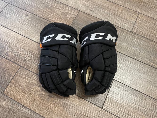 14" Used CCM Pro Stock HGQL Gloves Black Hockey Senior