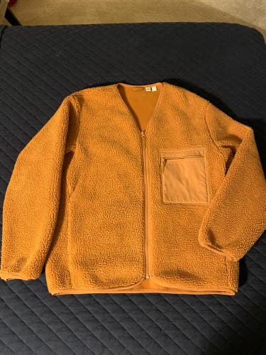 Uniqlo Sherpa Fleece Zip-Up Fleece Burnt Orange Size Large New