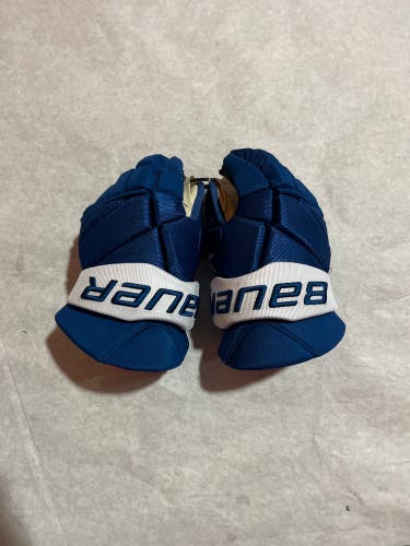 Game Used Blue Bauer Vapor X (Unreleased) Pro Stock Gloves Colorado Avalanche Team Issue 14”