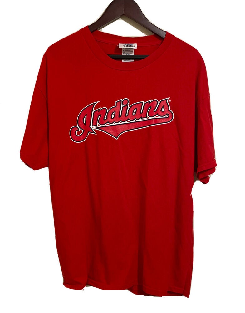 Vintage MLB Cleveland Indians Embroidered Mens Shirt Size L Short Sleeve