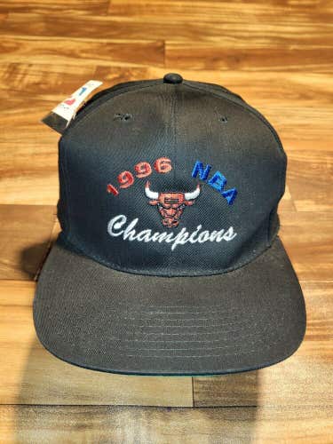 NEW Vintage Chicago Bulls NBA Basketball 1996 Champions Black Dome Hat Snapback