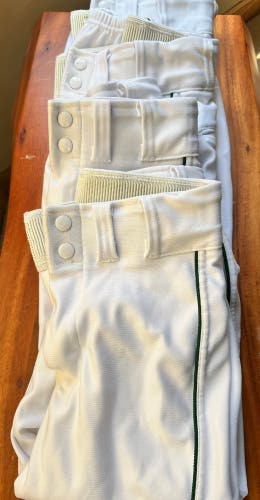 A4 White with Green Piping Baseball pants - 4 pairs