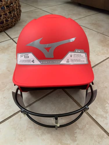 NEW! Mizuno F6 Batting Helmet FP Red S/M