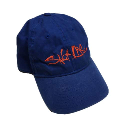 Salt Life Strapback Baseball Cap Outdoor Fishing Blue / Orange Logo Adult OSFM