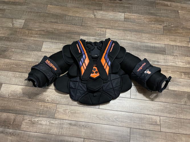 Large Vaughn Velocity VE8 Pro Carbon Goalie Chest and Arm Protector CA Pro Stock Used