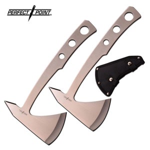 Perfect Point 9.5 Inch Overall Throwing Axe Satin 2 Pieces