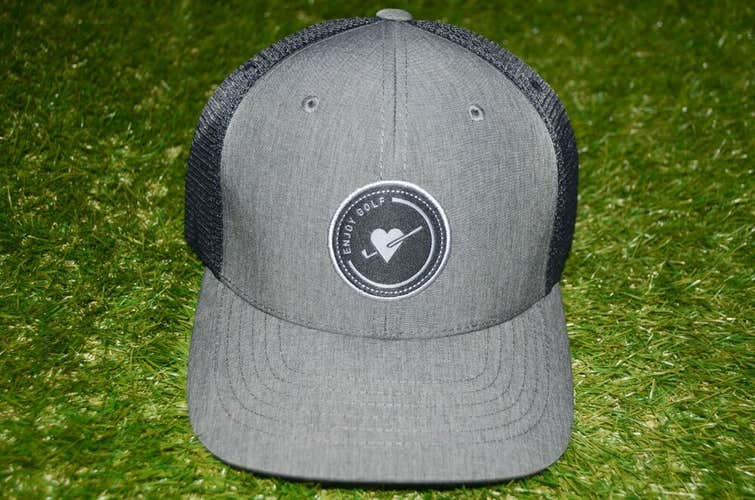 New Puma 110 Flex Fit Enjoy Golf Snap Back Hat Grey/Black