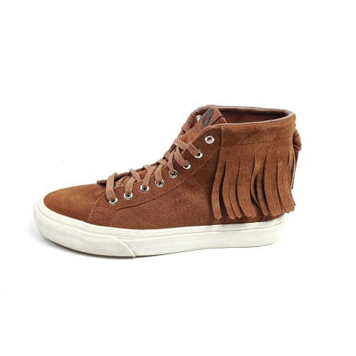 Vans Sk8 Hi Moc Sneakers Womens Size 7.5 Shoes Brown Suede Fringe High Top