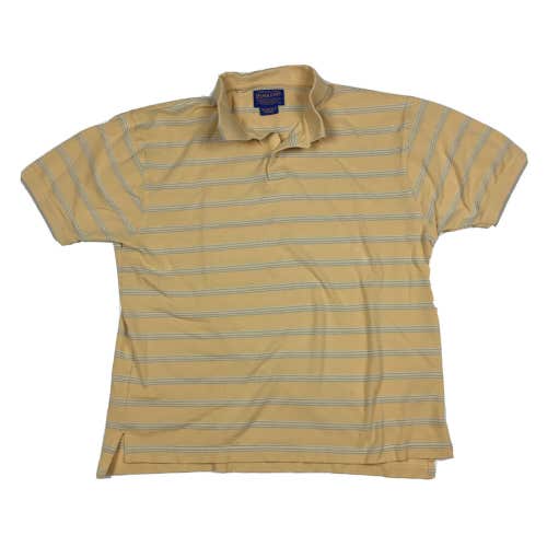 Vintage Pedleton 100% Pima Cotton Striped Short Sleeve Yellow Polo Shirt (Large)