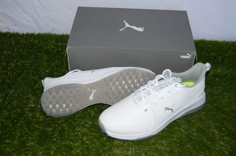 New Puma Golf Shoes Mens 12 Grip Fusion Pro 3.0 Fusion Foam White/Silver