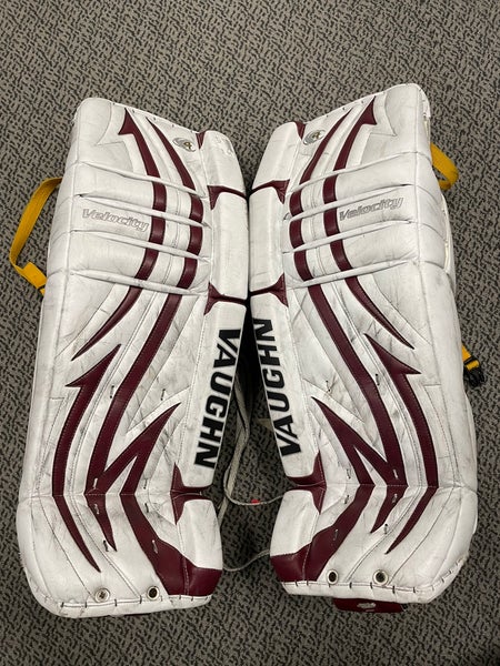 Used Vaughn V4 7800 33” plus 2” white/maroon goal pads