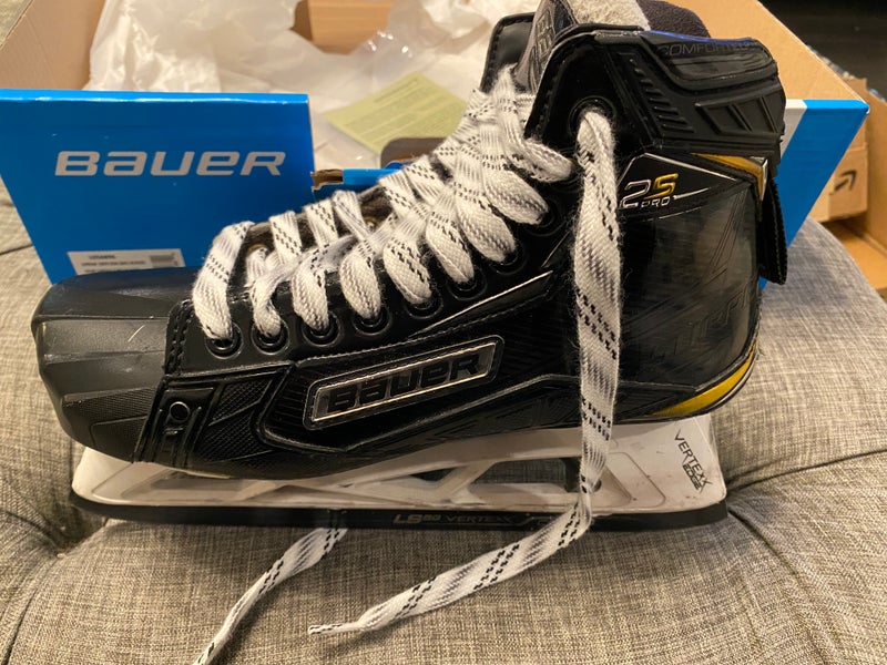 Senior Used Bauer Supreme 2S Pro Hockey Goalie Skates Regular Width Pro Stock Size 7