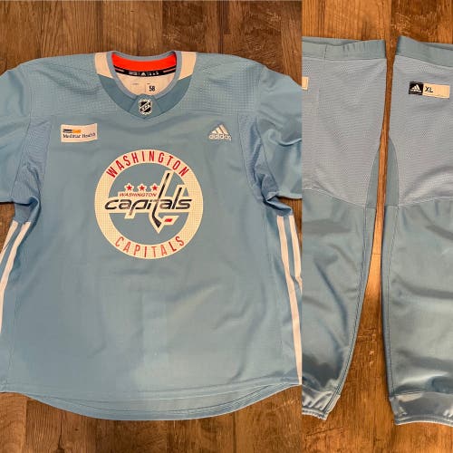 ADIDAS PRO STOCK WASHINGTON CAPITALS PRACTICE JERSEY 58 & SOCKS XL MiC