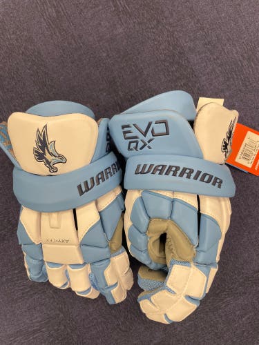 White/Carolina Blue New Player's Warrior 13" Evo QX Pro Lacrosse Gloves