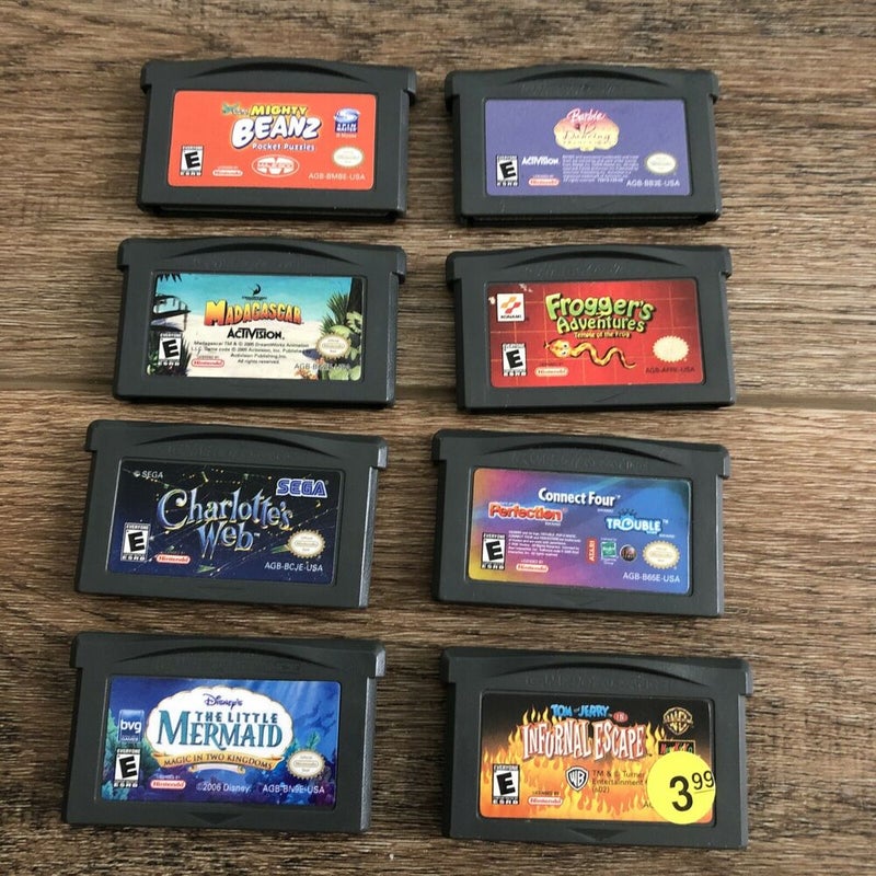 8 Game Lot (Nintendo Game Boy Advance) Madagascar, Mermaid, Frogger, Tom & Jerry