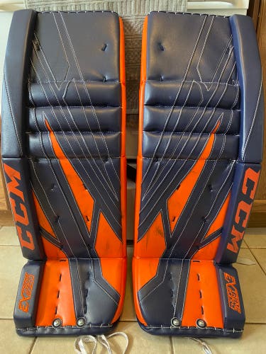 34" + 2” CCM Pro Stock Eflex4 Goalie Leg Pads Navy And orange