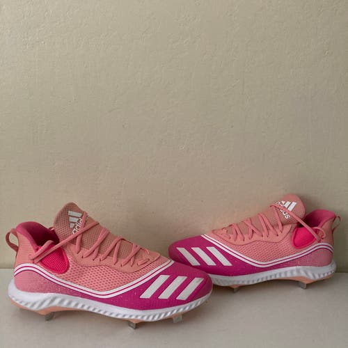 Adidas Icon V Mother's Day Breast Cancer Pink Men Metal Baseball Cleat Size 13.5