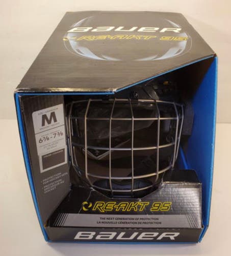 New Medium Bauer Re-Akt 95 Helmet W/cage