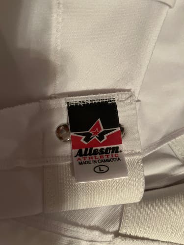 White ankle elastic baseball pants