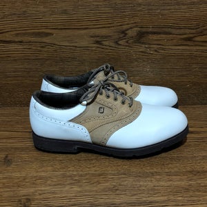 FootJoy SoftJoys terrains white brown leather golf shoes spikes womens size 7 M