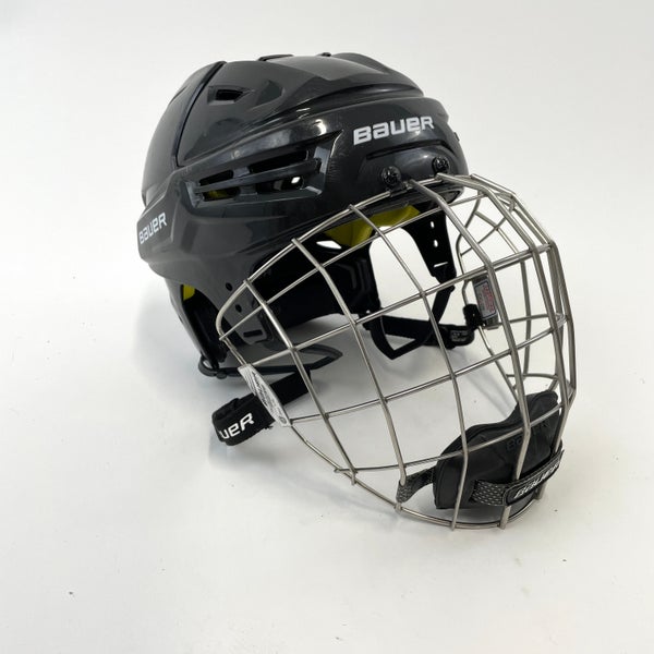 Used Black Bauer Reakt Pro Helmet with Large Bauer Cage Senior Large