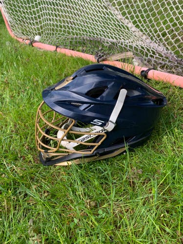 Cascade s lacrosse helmet - navy blue and gold helmet