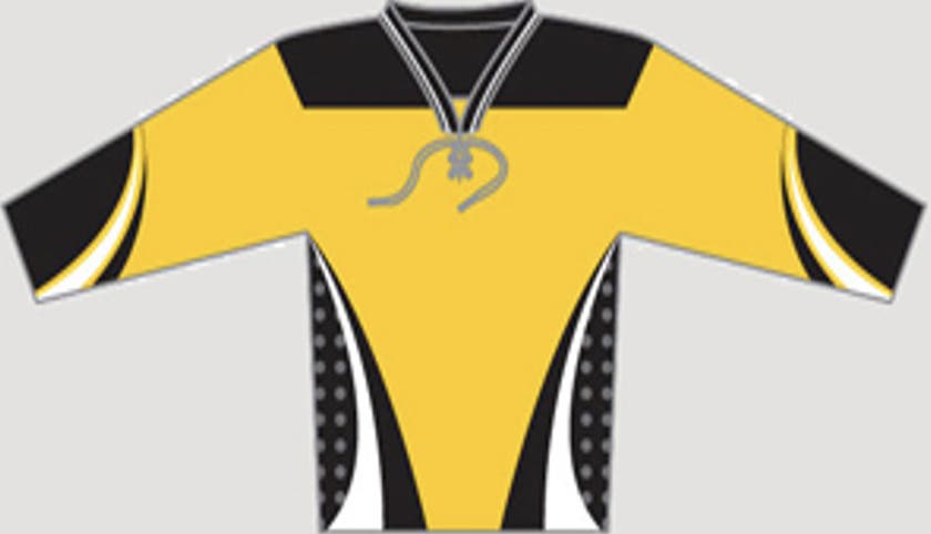 New RYR hockey Goalie Jersey Gold Black White Jr Kid's League Junior Youth XL