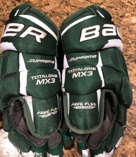 Used Bauer 14"  Supreme TotalOne MX3 Gloves Green/White