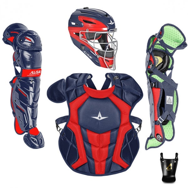 All Star System 7 Axis Intermediate 13-16 Catchers Gear Set - Navy Blue Red