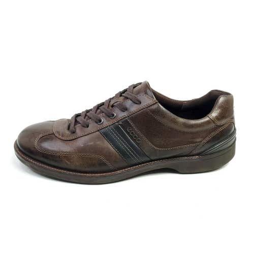 Ecco Mens Size 46 EU Casual Shoes Oxford Sneakers Brown Leather Comfort Lace Up