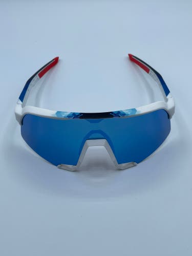 NEW 100% S3 Sunglasses - ‘Snow’ Frame w/ Blue Multilayer Lens