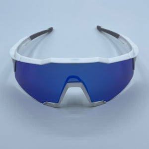 NEW 100% Speedcraft Sunglasses - White Frame w/ Blue Multilayer Lens