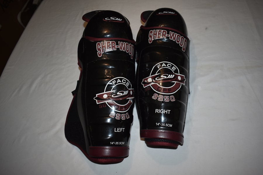 Sher-Wood Face Off 9950 Hockey Shin Pads, 14 Inches - Great Condition!