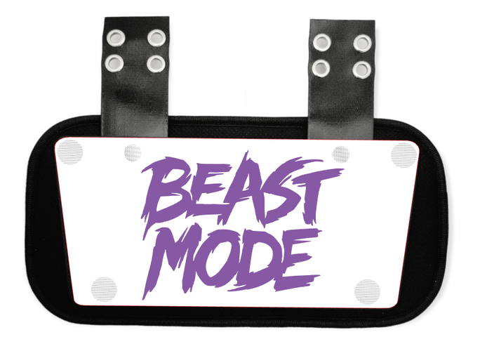 Brand New Drippy Backplate for Football. Purple and White Football Backplate.