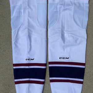 CCM Edge Style Pro Stock XL Hockey Socks White Tulsa Oilers 8249