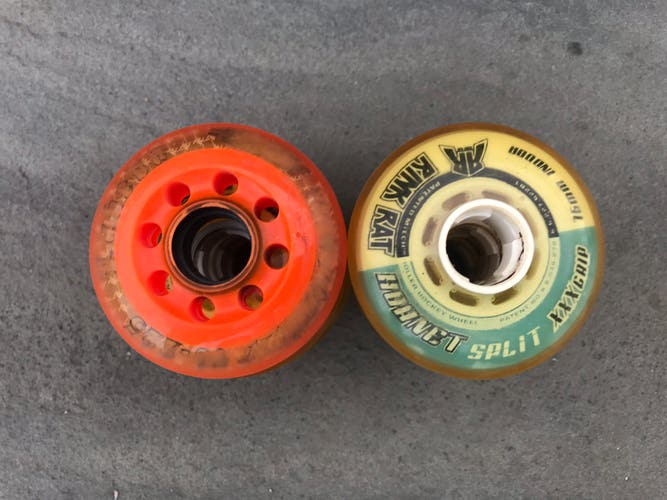 Rink Rat Hi-Low Split Hornet wheels with one Labeda Addiction 76mm