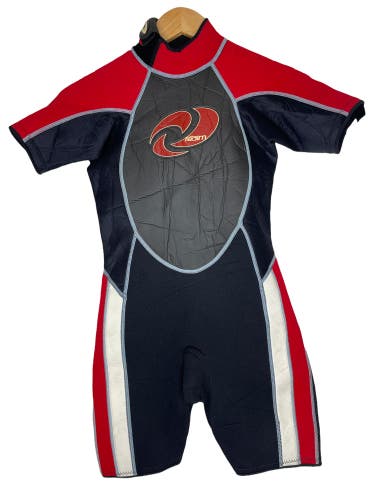 The Realm Childs Spring Shorty Wetsuit Juniors Kids Size 12 Red Black 2/1