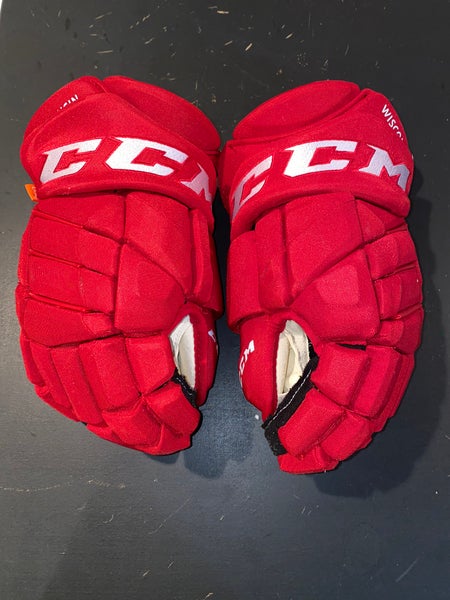 Brand New CCM Pro Stock University of Wisconsin Gloves Sr. Size 14”