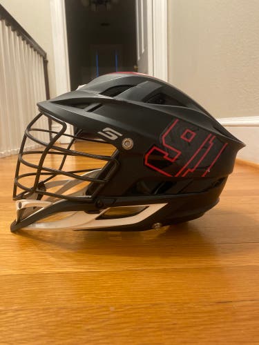 91 Lacrosse Helmet Black and Red