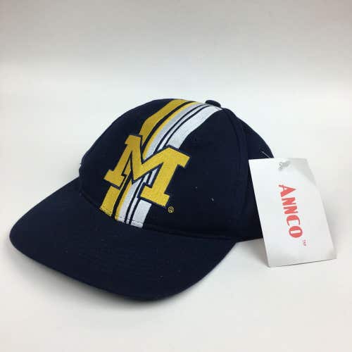 NWT Vintage University of Michigan Wolverines Annco Snapback Blue Hat Cap