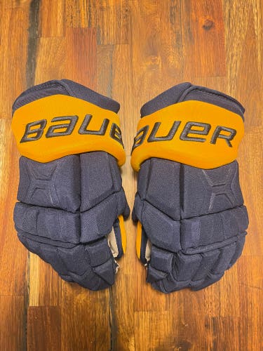Used Bauer Supreme TotalOne MX3 14” Pro Stock Gloves - Nashville Predators