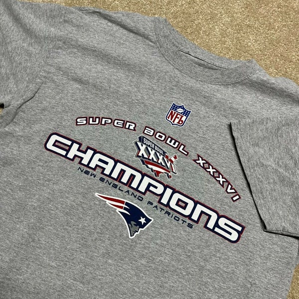 New England Patriots T Shirt Men Large Adult Gray NFL Football Super Bowl  XLIX