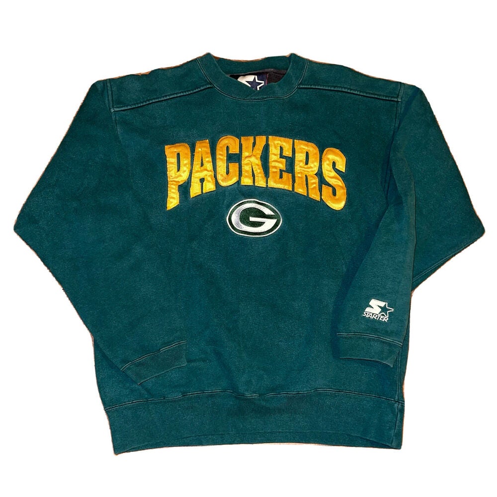 VINTAGE Green Bay Packers Sweatshirt Men Large Green Crew Neck Sweater 80s  90s