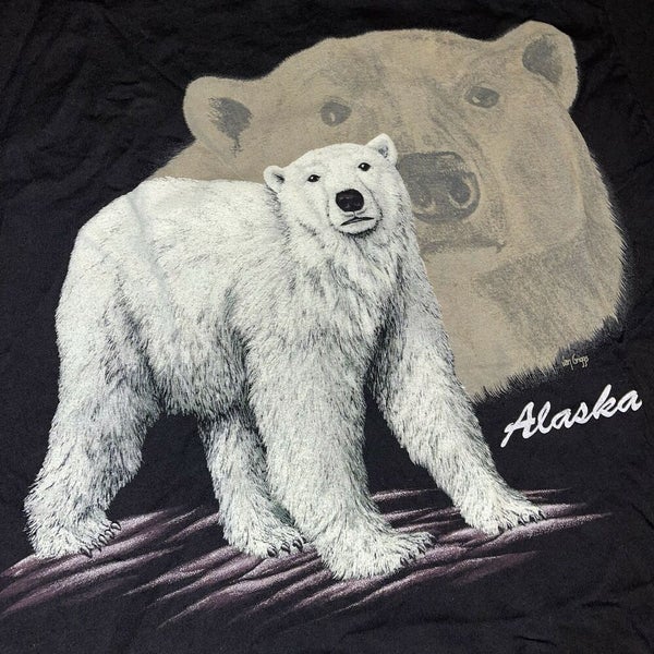 Vintage Alaska Polar Bear Men's Sz XL Graphic Nature Animal Shirt