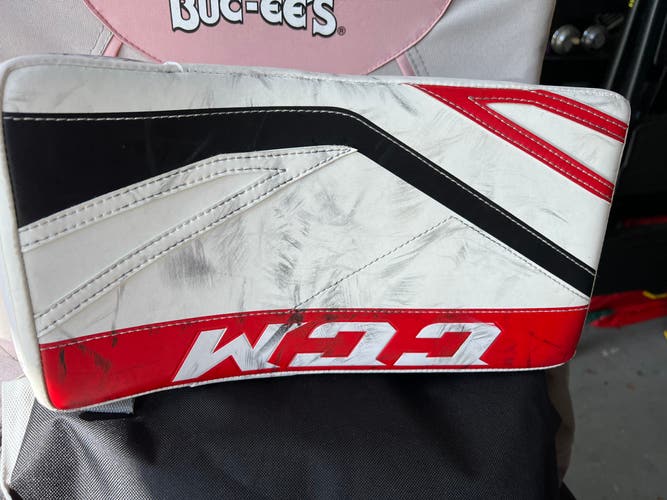 CCM P2.5 Jr. Catch Glove, Regular Hand, White/Red & P2.5 Jr Blocker, Wh/Bk/Red