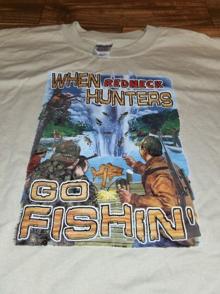 Vintage 2006 Fishing Hunting Nature Camo Tan Funny T Shirt Size XL