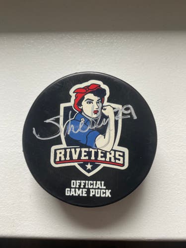 Metropolitan Riveters Shelly Signed Puck