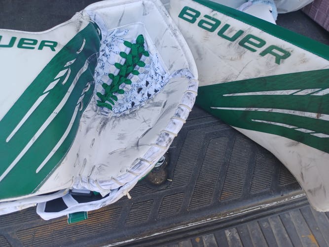 Used Bauer Regular Pro Jake Oettinger Dallas Stars Glove and Blocker