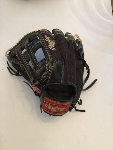 Used Rawlings Left Hand Throw Outfield Pro Mesh Heart of the Hide Baseball Glove 12.75"