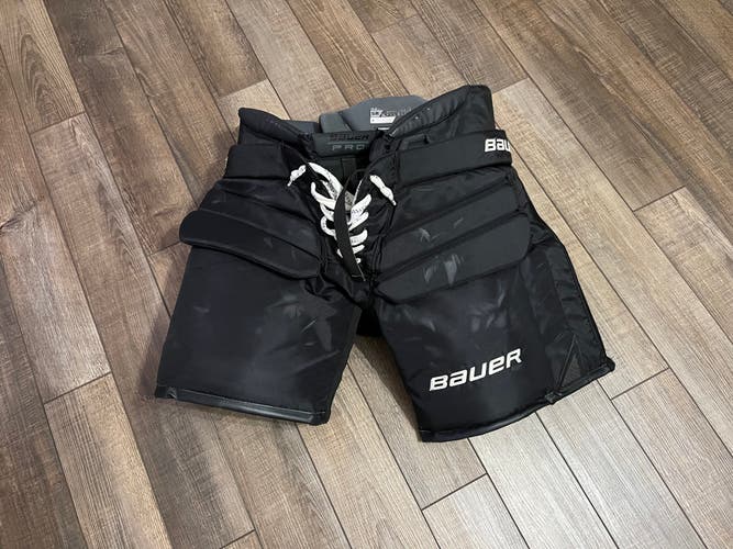 Senior Used Large Bauer Pro Hockey Goalie Pants Black